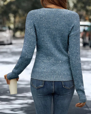 Elegant Women's Casual Knit Sweater, Long Sleeve Warm Pullover for Spring & Fall, Korean Style Holiday Fashion Top